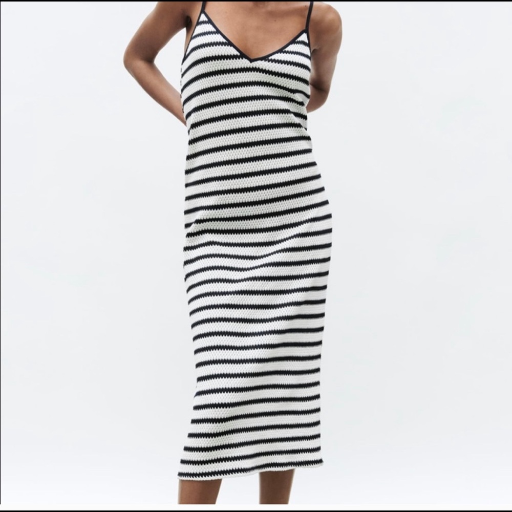 ZARA black and white Midi dress